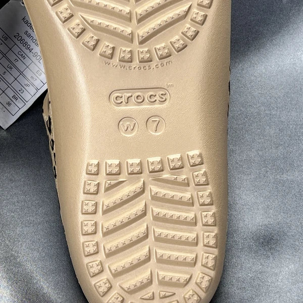 Crocs Kadee II Leopard Sandals Women's 7 Strappy Slides Spring Shoes 206894-90L