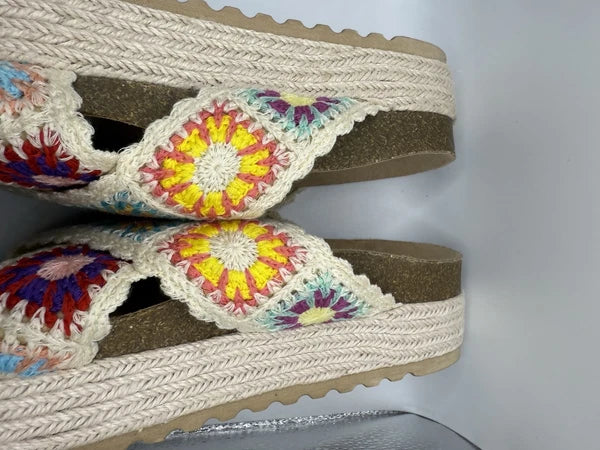 DIRTY LAUNDRY Crochet Knit Sandal Criss Cross Slide Platform Espadrille Women 10