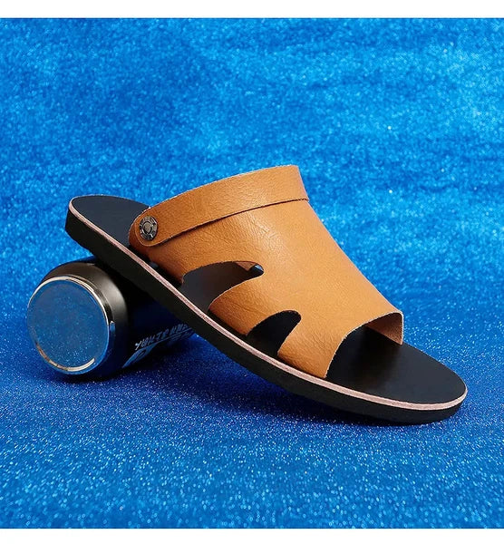 Roman Style Mens Open Toe Slingback Buckle Flats Summer Slipper Sandals Beach Sz