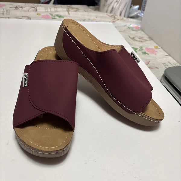 Fashion  Slip On Slide On Sandals Brown Size 40