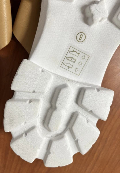 Beast Fashion Brown White Slip On Crossed Strap Sandal Womens Size 8 New