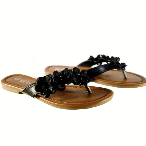 New Womens Flip Flops Cute Style Thongs Flower Flats  Sandals #90