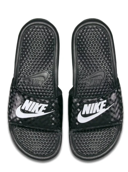 Nike Benassi Jdi Black White 343881-011 Women's # 10 Slide Sandals Gloss Fashion