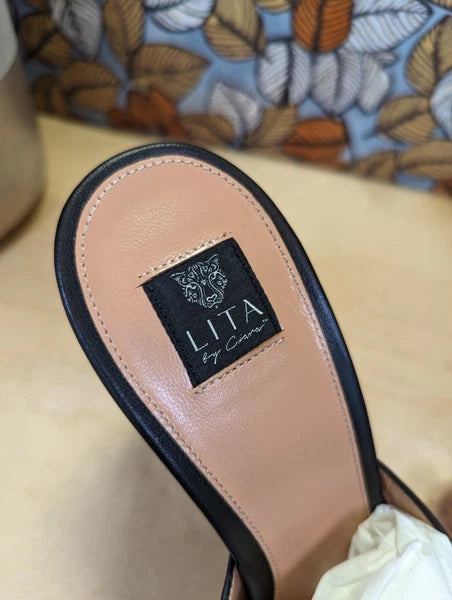 NEW - LITA by Ciara Solid Square Toe Black Leather Women's Size 40