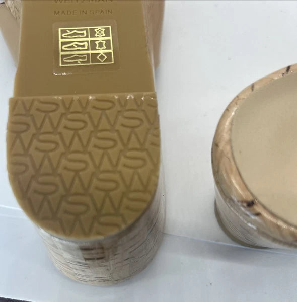 Stuart Weitzman CARMEN Platform Wedges 8 Adobe Slide Sandal Patent Leather $395