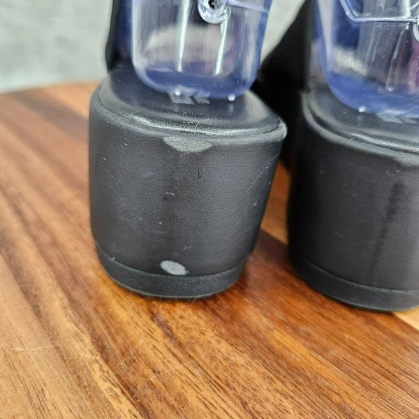 Mossimo Platform Slides 8 Black Fabric Stretch Flatform 90s Retro Stylish Trendy