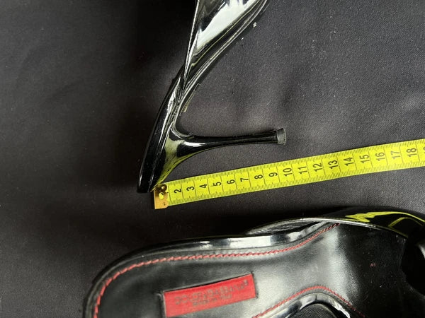 Dolce & Gabbana Women's Heeled Slides Sandals Black Patent Leather Size 38,5