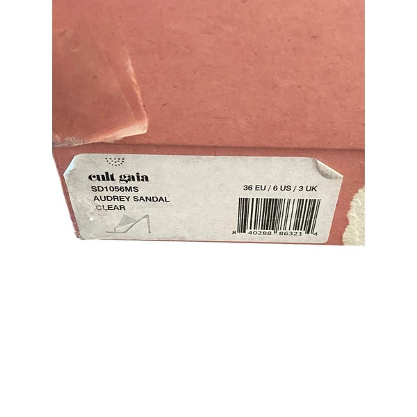 Cult Gaia Audrey Crystal Embellished Sandals Stiletto Heel Square Toe Clear Sz 6