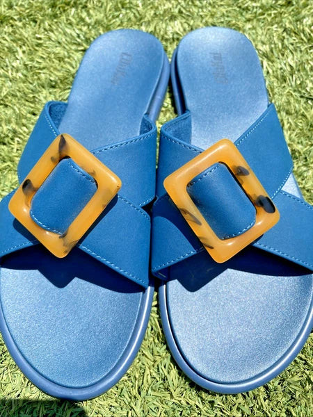 Olukai LA'I Slide Sandals Women’s Size 9 Blue Comfort Style 20511-7575