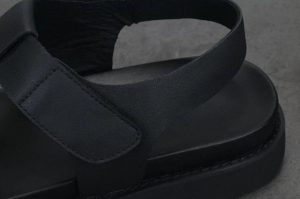 Open Toe Sandals Slingbacks Casual Real Leather Mens Shoes Roman Style Summer 43