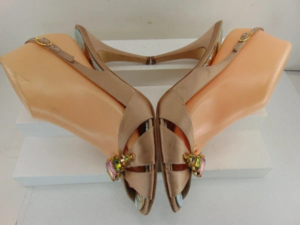 GIUSEPPE ZANOTTI JEWELED ANKLE STRAP SATIN HIGH HEEL SANDALS EURO 40 M $995.00!