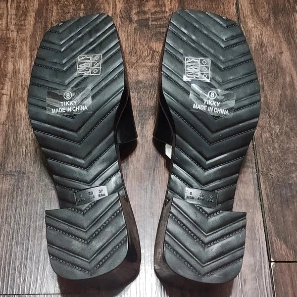 Nicole Miller New York Sandals Womens 8 Black Tikky Style Platform With Heel