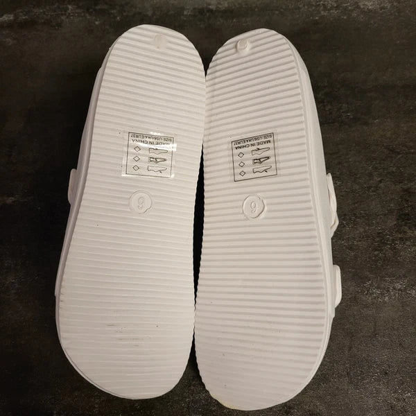 NEW White Double Straps Slip On Slides Slipper Fashion Sandals Shoes Size 6