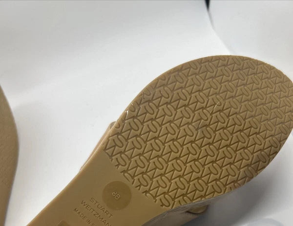 Stuart Weitzman CARMEN Platform Wedges 8 Adobe Slide Sandal Patent Leather $395