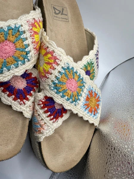 DIRTY LAUNDRY Crochet Knit Sandal Criss Cross Slide Platform Espadrille Women 10