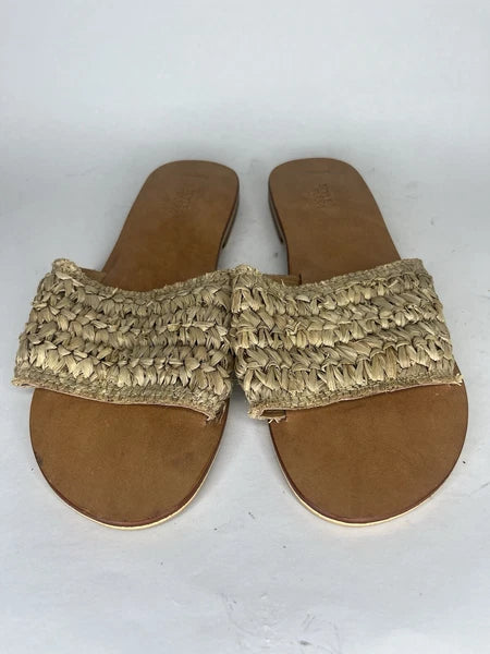 Style Park 1 Tan Brown Synthetic Non Slip Slides Sandals Women Sz 42 EU/ 11M US