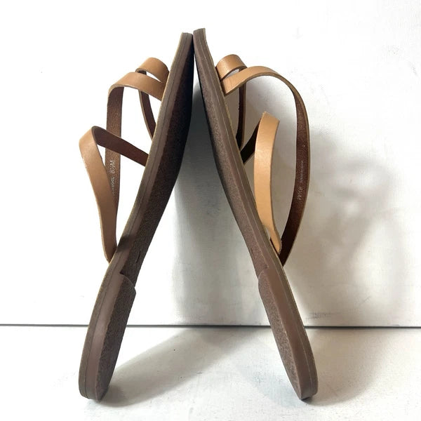 Madewell Womens Sz 8.5 M Tan Leather Slip On Slides Summer Comfort Casual Sandal