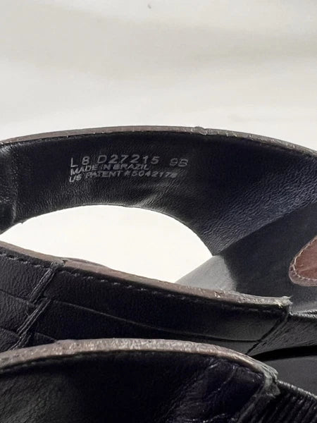 Cole Haan Air Huarache Slide Sandal Womens 9 Slip On Leather Black Wedge