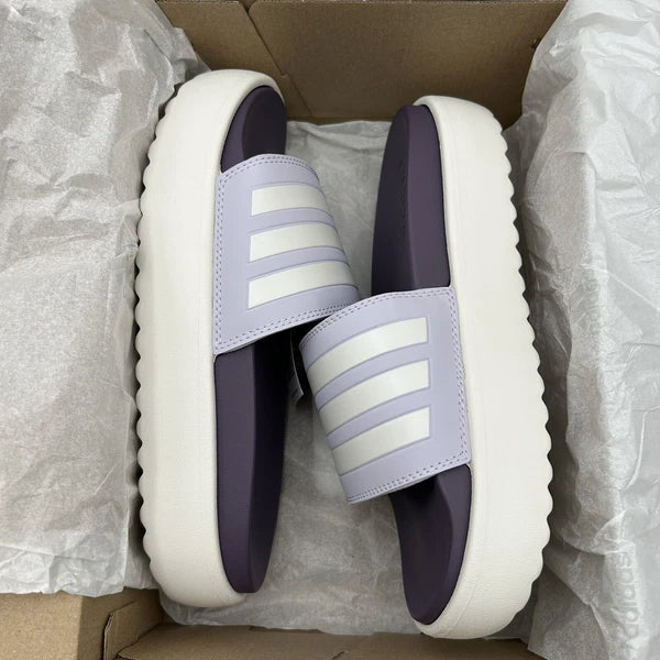 adidas Adilette Platform Slide Sandals Women’s Size 8-9 Lavender Comfort & Style