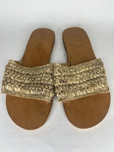 Style Park 1 Tan Brown Synthetic Non Slip Slides Sandals Women Sz 42 EU/ 11M US