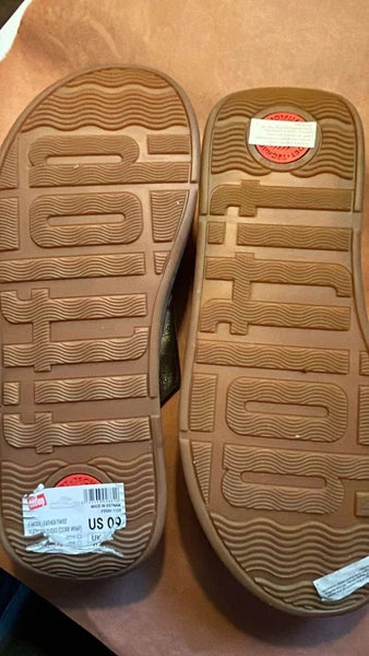 FitFlop Leather Twist Silver Cork Sandals SZ 9 BBQ Summer Parties Comfort Style