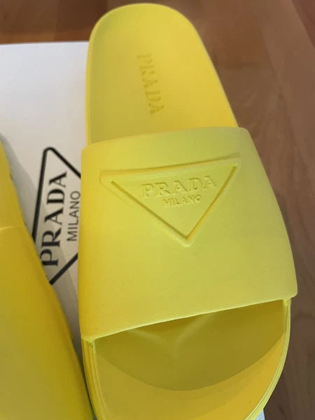 Prada Logo Rubber Pool Platform Slide Sandals - Yellow IT 36 / US 6 (Women’s)
