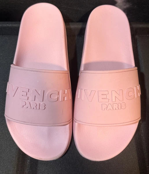 Givenchy Pink Platform Rubber Pink Logo Slide On Pool Sandal Flip Flop Flat 41