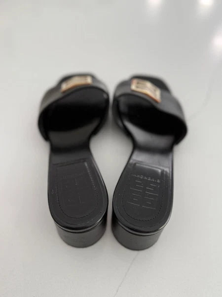 Givenchy Black 4G Block Heel Slide Sandals 9.5