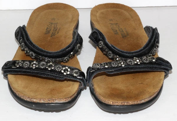 Naot Mona Womens Size 7-7.5 EUR 38 Metal Beaded Flowers Leather Sandals Rare
