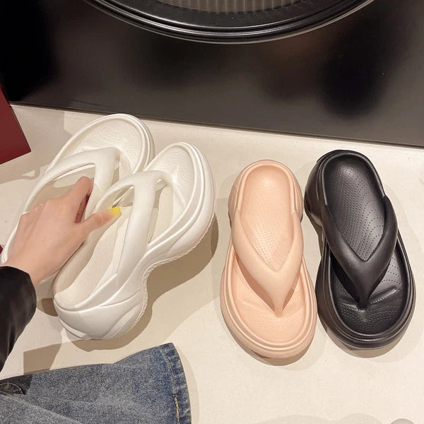 Summer Womens Beach Slippers Girls Fashion Flip Flops Platform Heels Sandals New