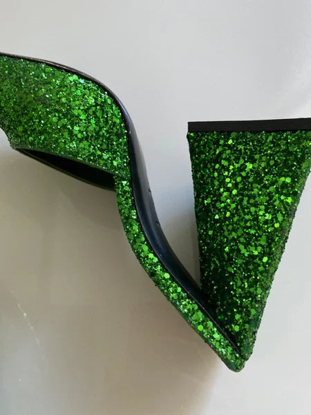 New Women's The Attico Stunning Devon Slide Herl Sandal Green Apple 37