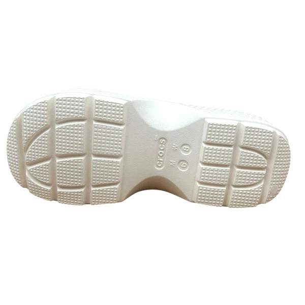 Crocs Women’s Stomp Style Slide Sandals Size 8-8.5 Solid White Chunky Block Heel