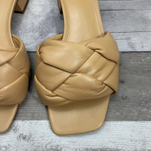 Sam Edelman Dawson Square Toe Quilted Leather Slide Sandals Size 10 Beige