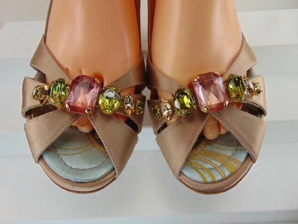 GIUSEPPE ZANOTTI JEWELED ANKLE STRAP SATIN HIGH HEEL SANDALS EURO 40 M $995.00!