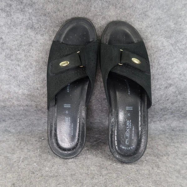 Spring Step Shoe Women 9 Sandal Flexus Wedge Slide Leather Comfort Fashion Black