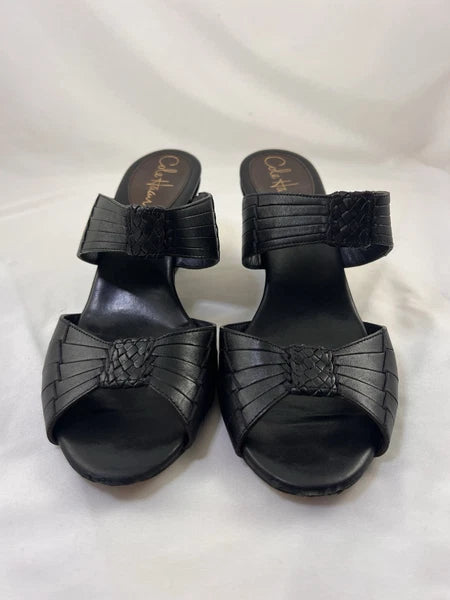 Cole Haan Air Huarache Slide Sandal Womens 9 Slip On Leather Black Wedge