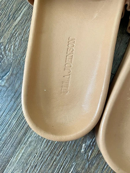 Ulla Johnson Sandals Slides Shoes US 8.5 Rex Wave Ruffle Leather Luxury Classic