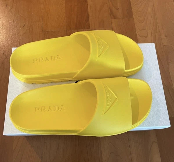 Prada Logo Rubber Pool Platform Slide Sandals - Yellow IT 36 / US 6 (Women’s)