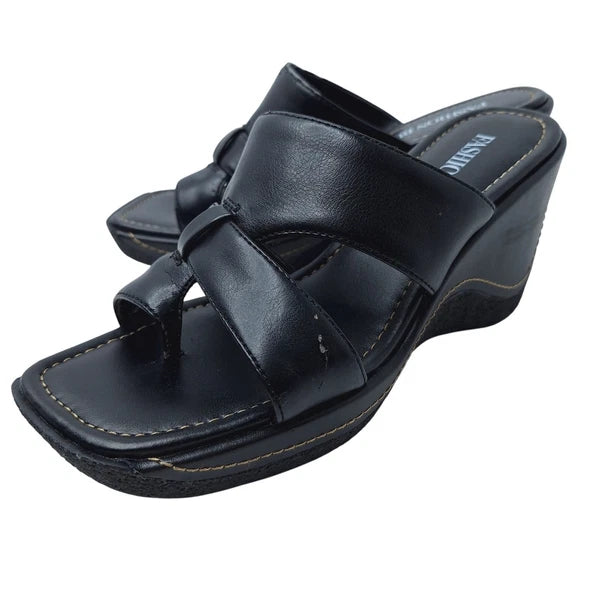 Vintage Fashion Bug Chunky Sandals Y2K Square Toe 7 Platform Wedge Grunge Vegan