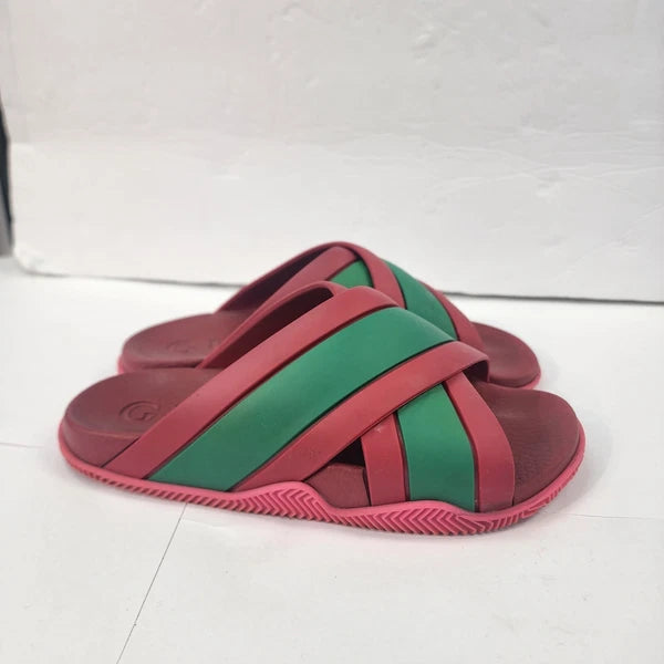 Gucci Womens Rubber Web Striped Sandals Slides size 36 #Q#