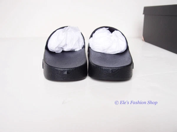 New in Box MCM Logo Slide Black Sandals EU 37 US 6.5 7 AUTHENTIC