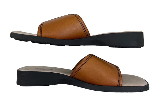 NWT Dockers Healy DB Slide Leather Sandals Womens 9 M Prairie Brown Wedge