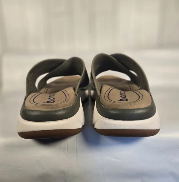 Bionica Avary Slides Womens 10M Olive Cross Strap Slip On Slip Resistant Sandals