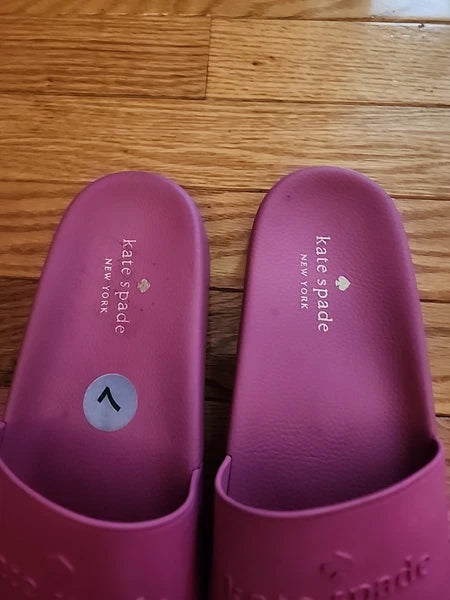 Kate Spade New York Sunny Logo Pink Slip-On Slide Sandal Women’s Sz 7/EUC