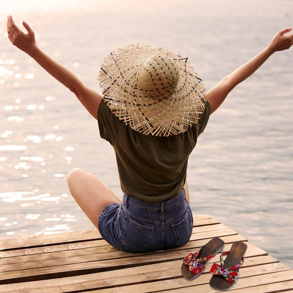 Chinese Style Wooden Clogs Women's Slide Sandals Flat Dressy for