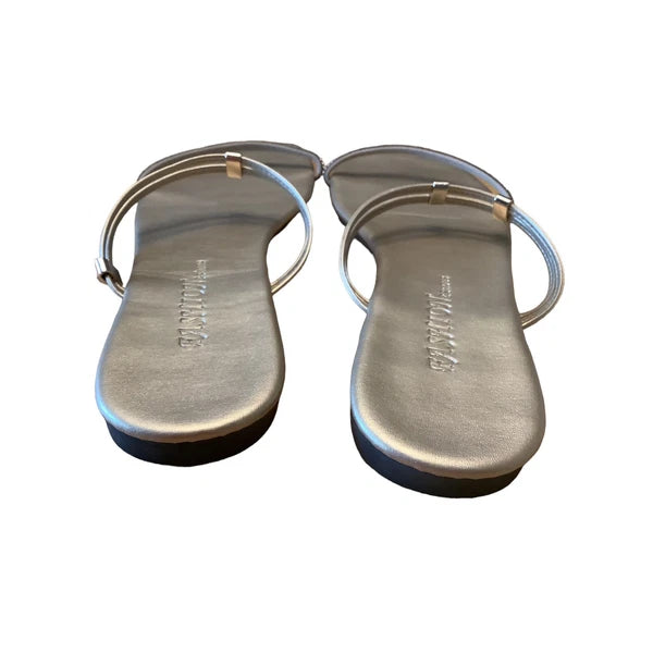 FASHION & SHOES METALLIC GOLD LEATHER AND CRYSTAL STRAP SLIDES NEW EU 40 US 9.5