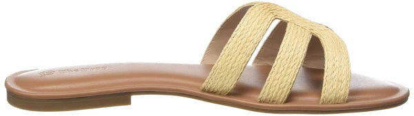 The Drop Monika Raffia Fashion Slip On Flat H-Band Slide All Seasons Sandals NIB