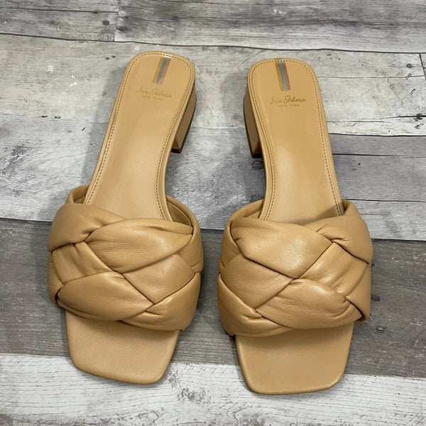 Sam Edelman Dawson Square Toe Quilted Leather Slide Sandals Size 10 Beige