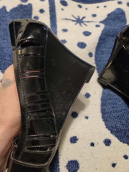 Bcbg Paris PL-Careen Black Wedge Loafer Style Sandals Size 9B