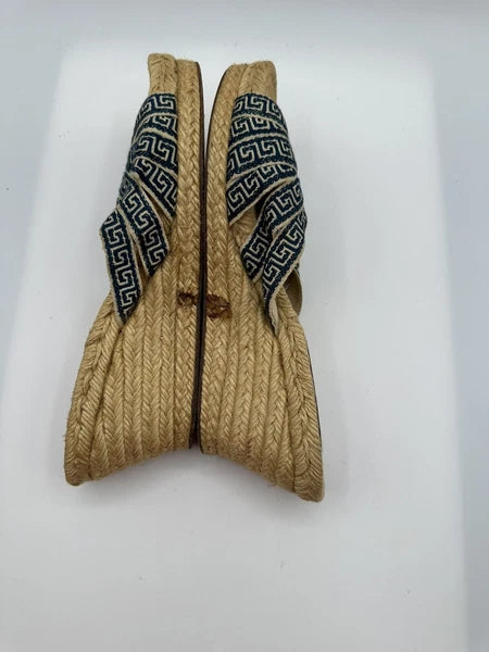 Stubbs & Wootton Blue Geometric Nylon Espadrilles Wedge Sandals Women Sz 7